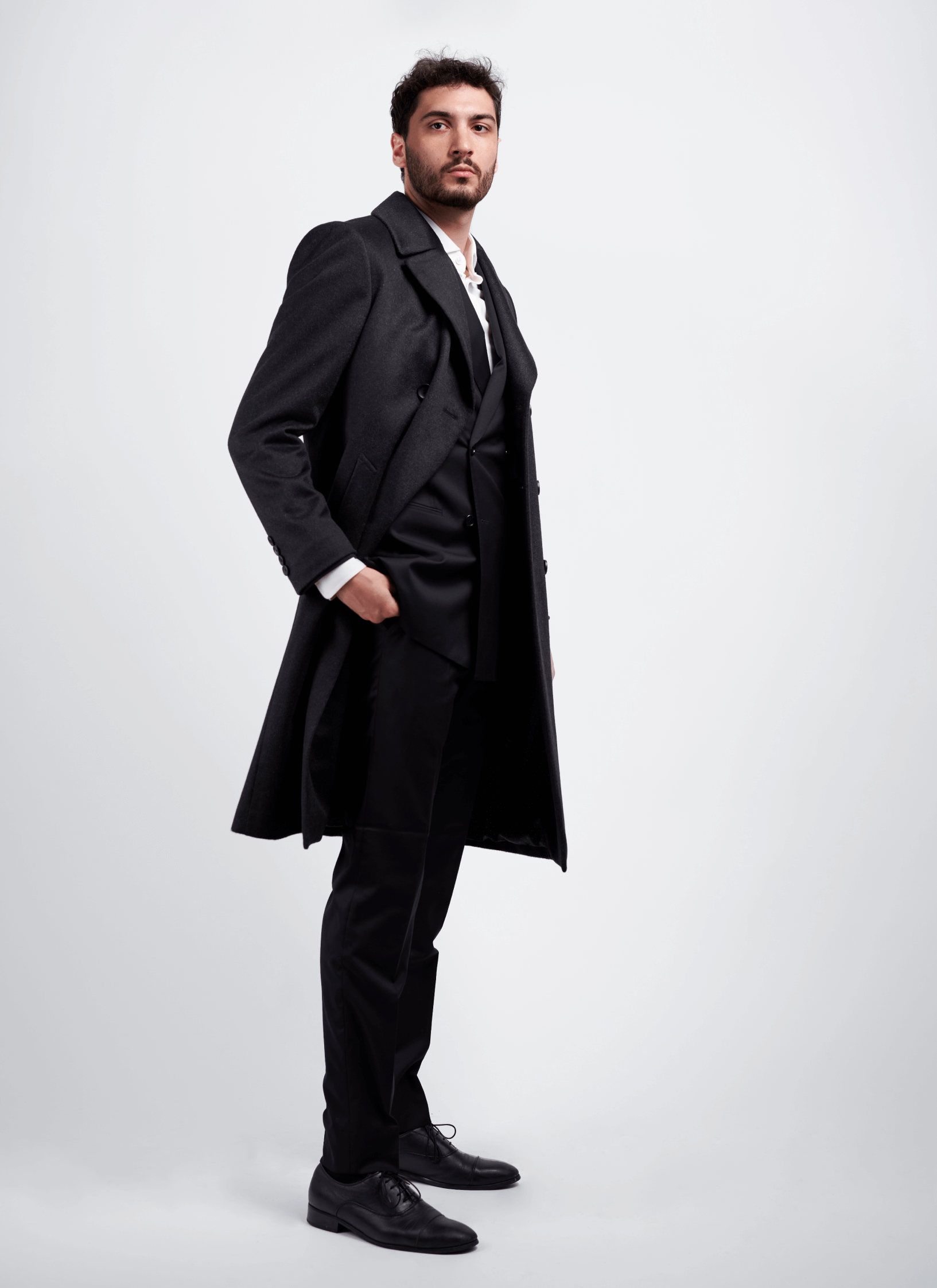 Black cashmere trench sales coat