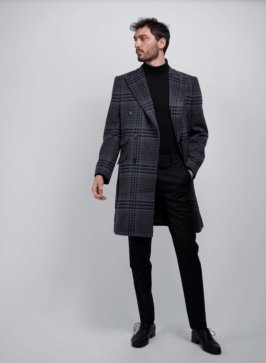 Men's Up-tempo Grey Plaid Coat