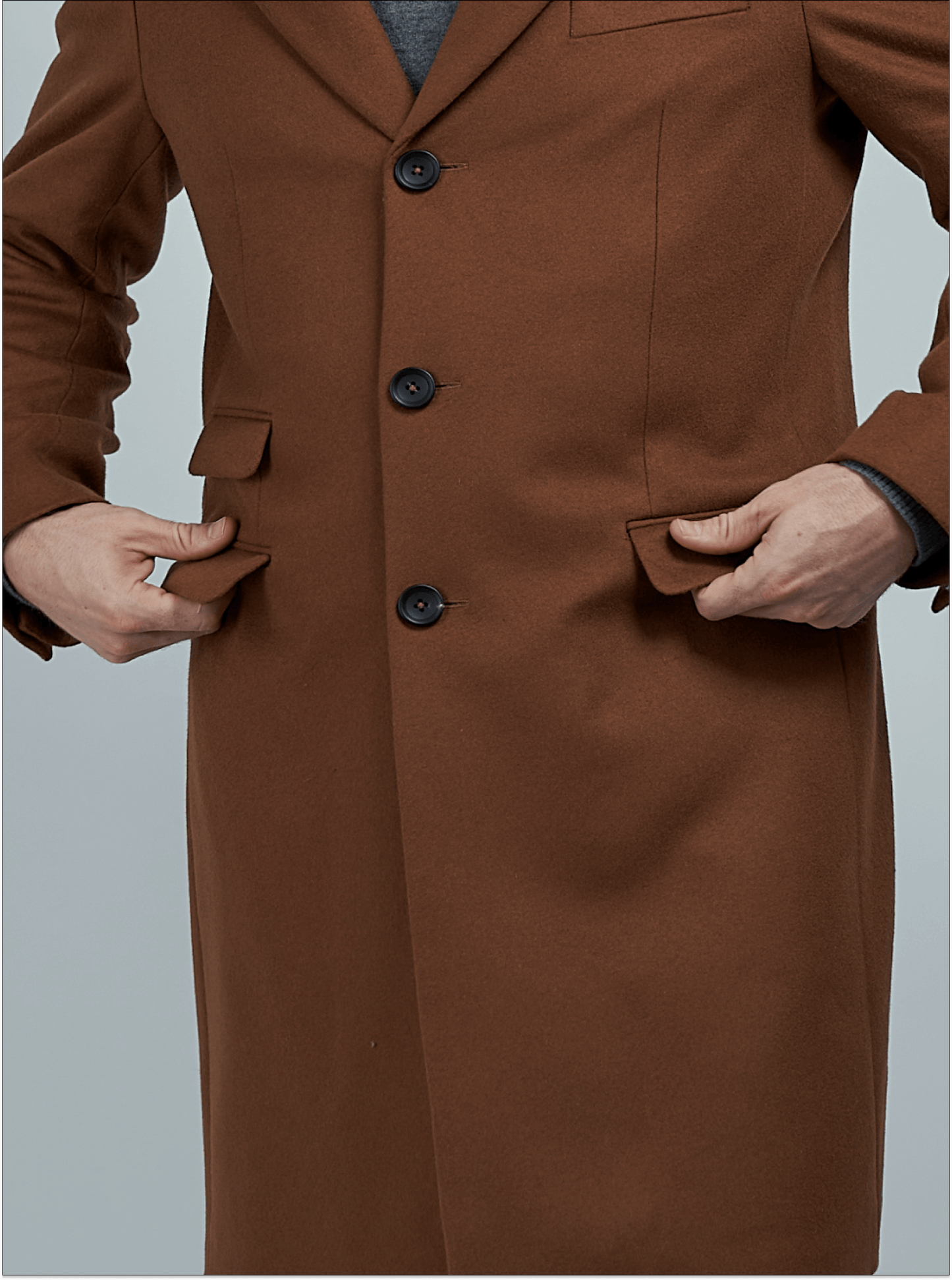 Men's Classic Dark Camel Wool Overcoat